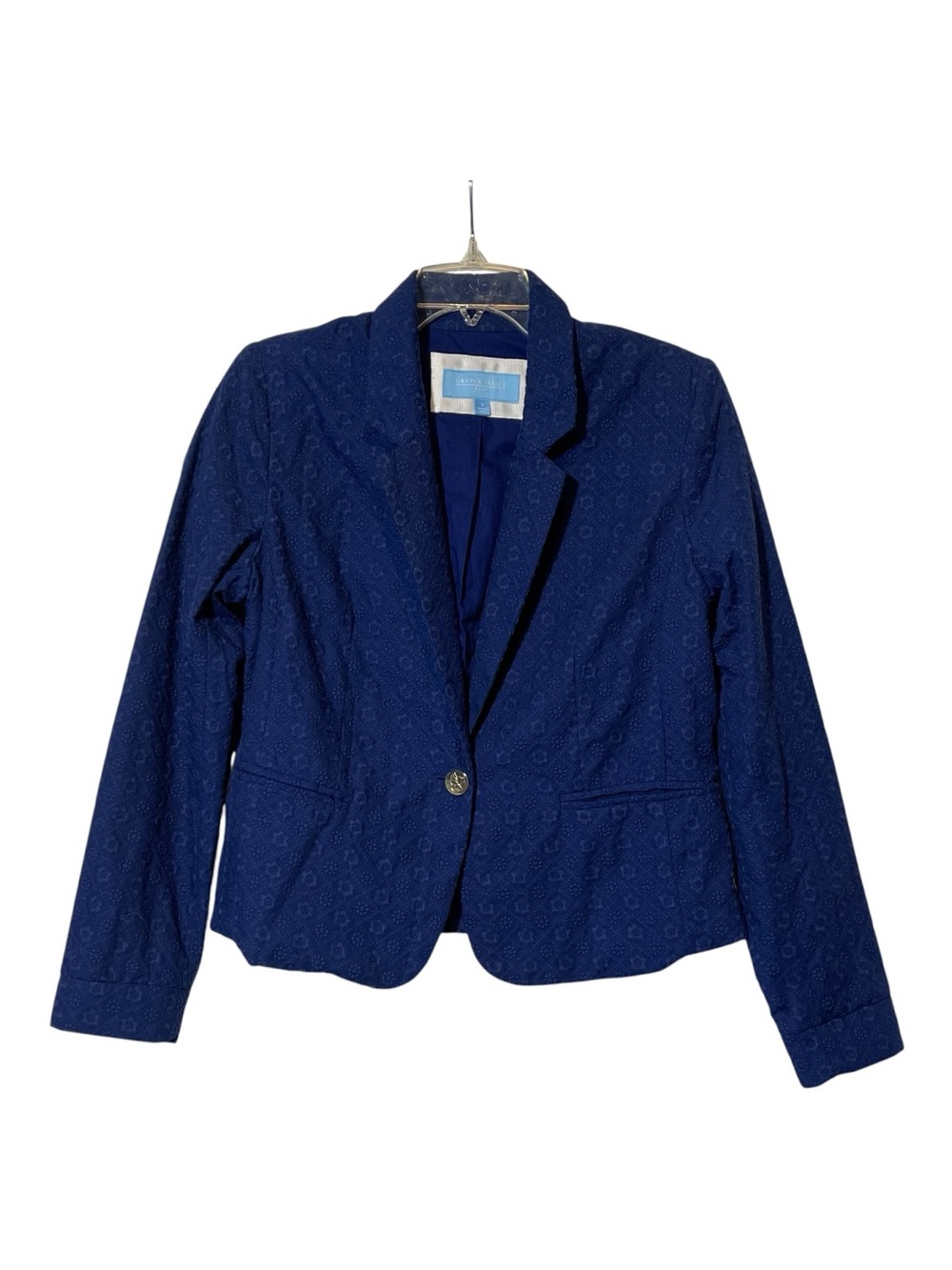Draper James Navy Eyelet Single-Button Blazer